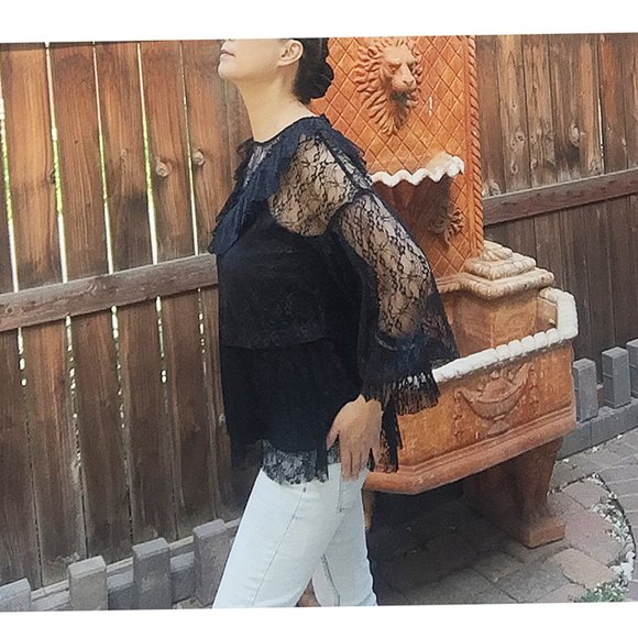 BLK Victorian Gothic French Ruffle Lace Blouse Top - Picture 2 of 8